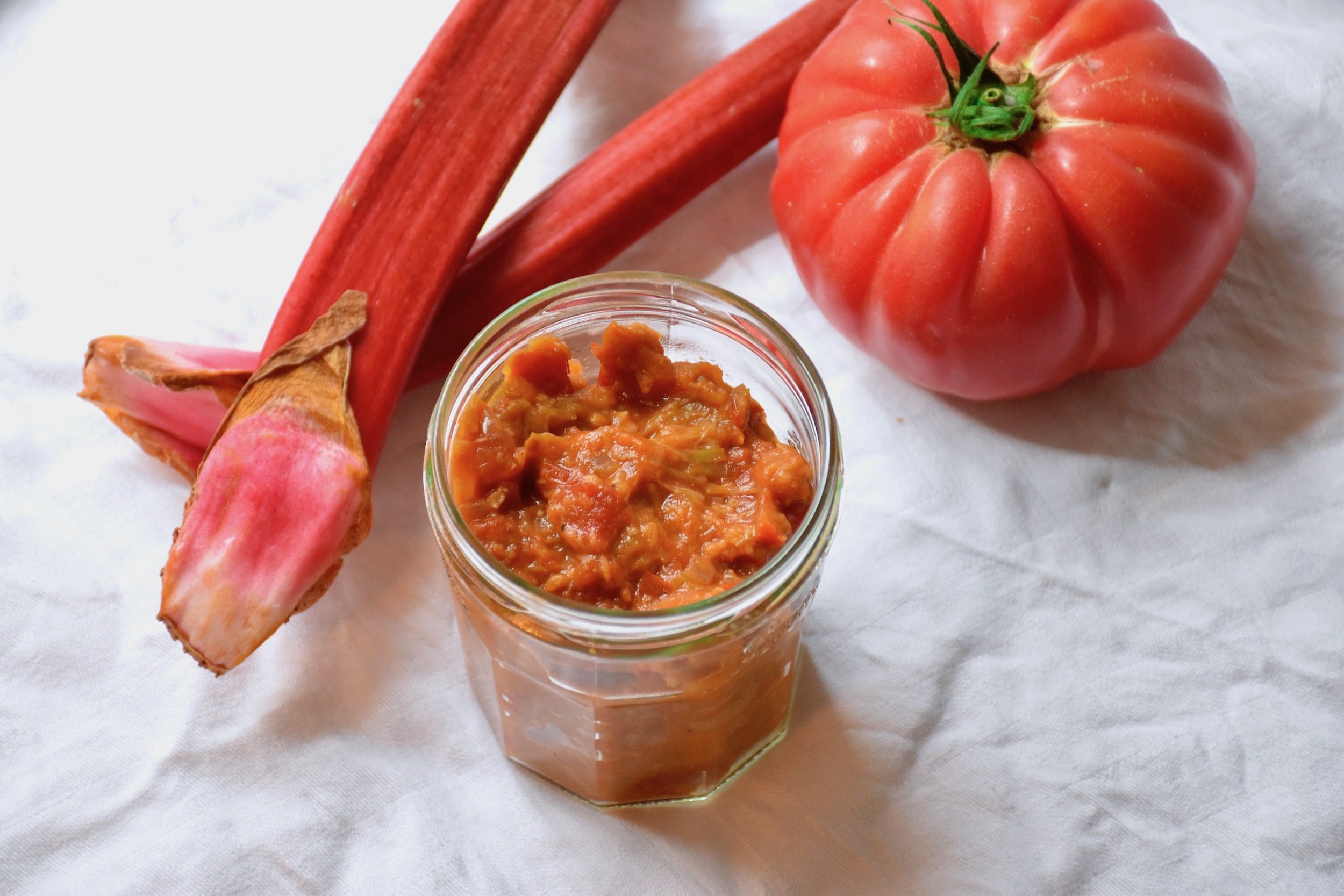 Tomato Rhubarb Chili Relish - Cumin and Yin