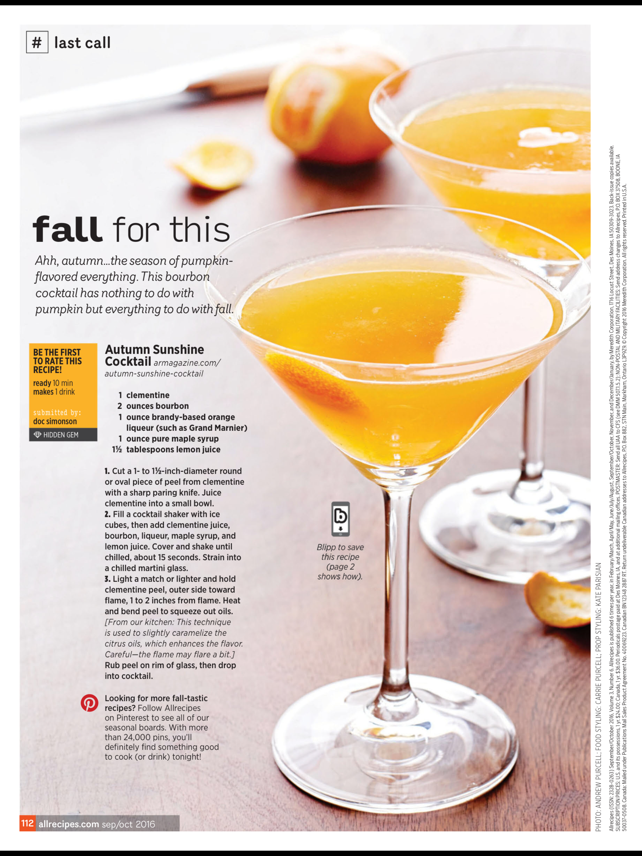 Autumn Sunshine Cocktail