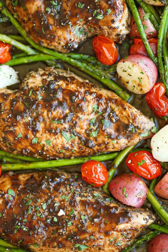 Honey Balsamic Chicken Breasts and Veggies