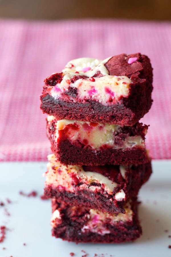 Red Velvet Gooey Cheesecake Bars