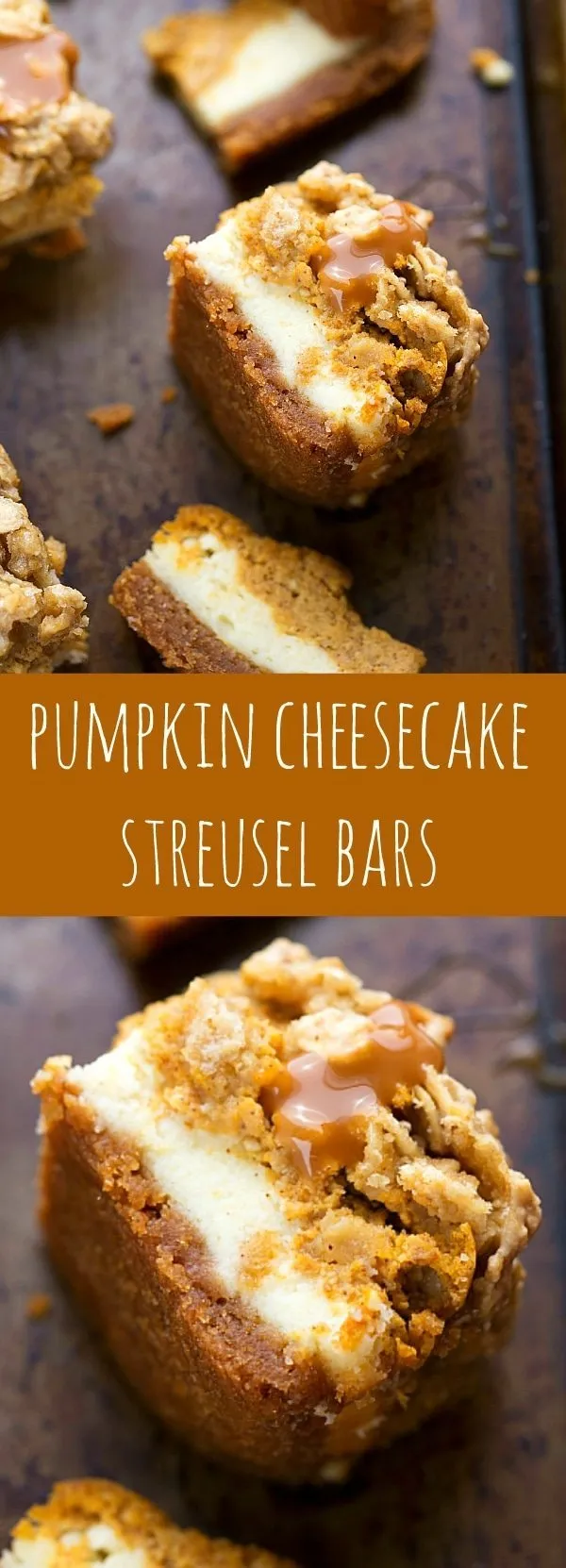 Pumpkin Caramel Cheesecake Bars with a Streusel Topping