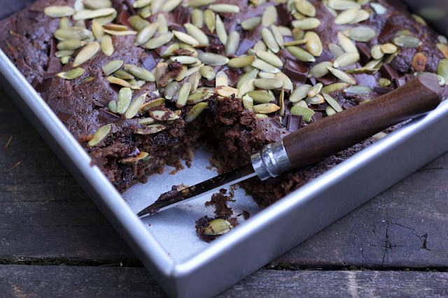 Chocolate Apple Zucchini Picnic Cake