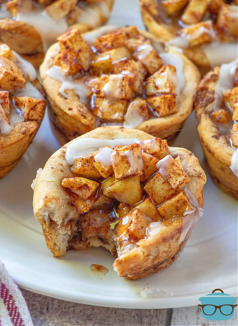 Easy Apple Pie Cinnamon Rolls on a white plate