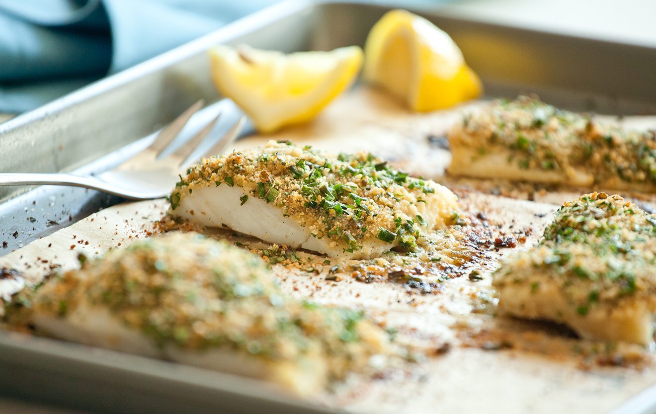 Baked Cod Fish with Bread Crumbs