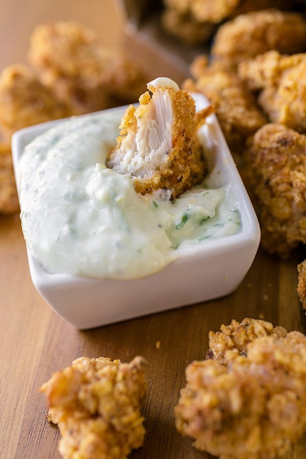 Baked Garlic Popcorn Chicken