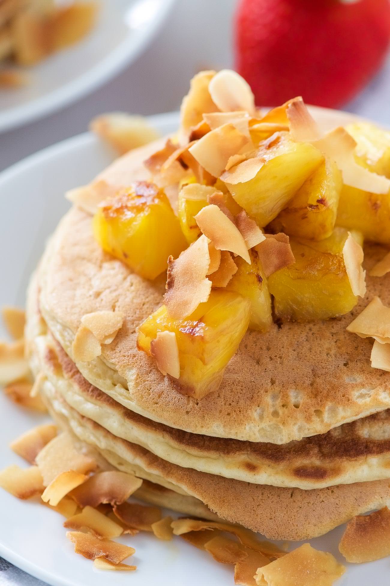 Honey Pineapple and Toasted Coconut Pancakes