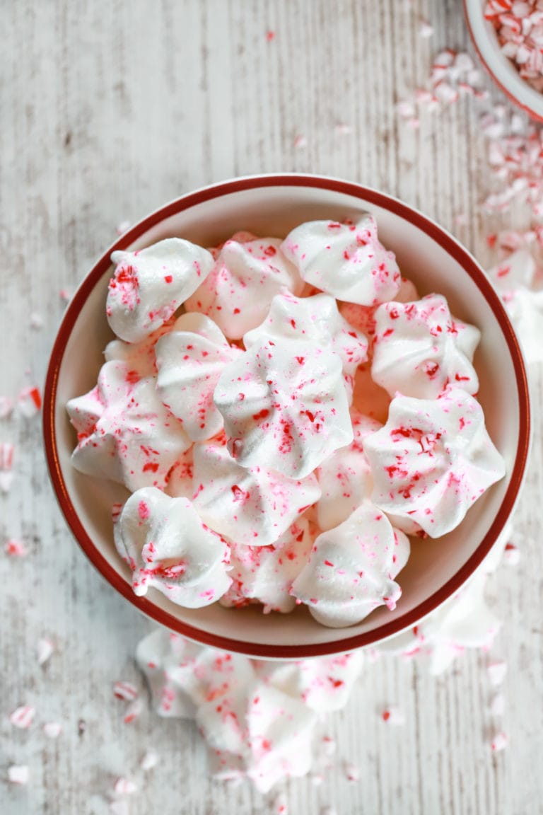 Mini Peppermint Meringue Cookies