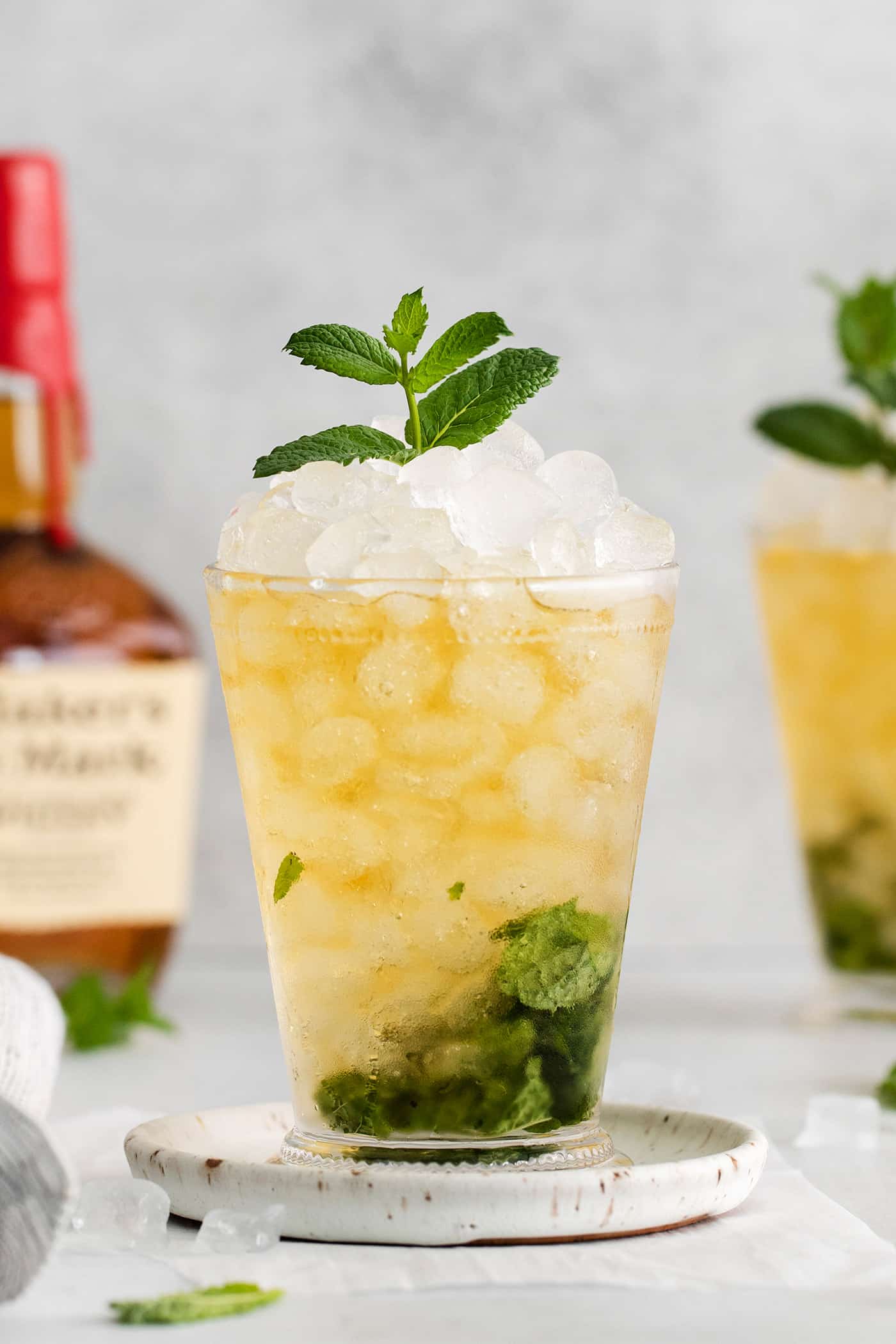 Mint Julep in a silver cup garnished with fresh mint