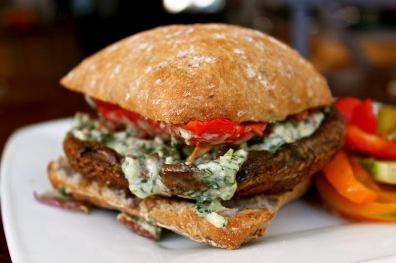 Portabella Mushroom Burger with Sundried Pesto
