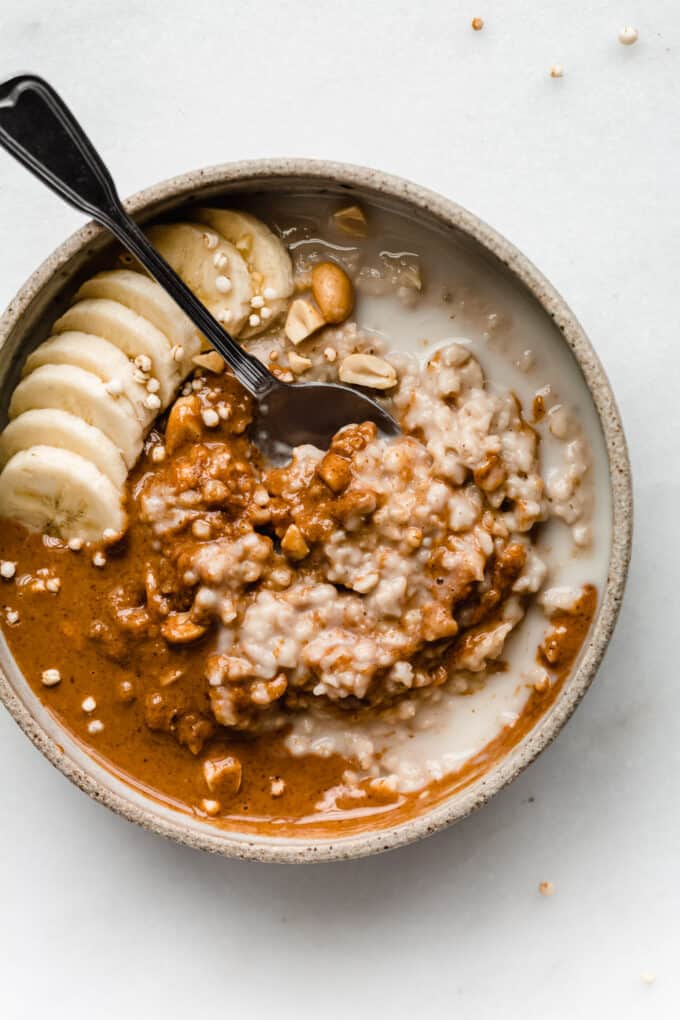 Bowl of Peanut Butter Oatmeal