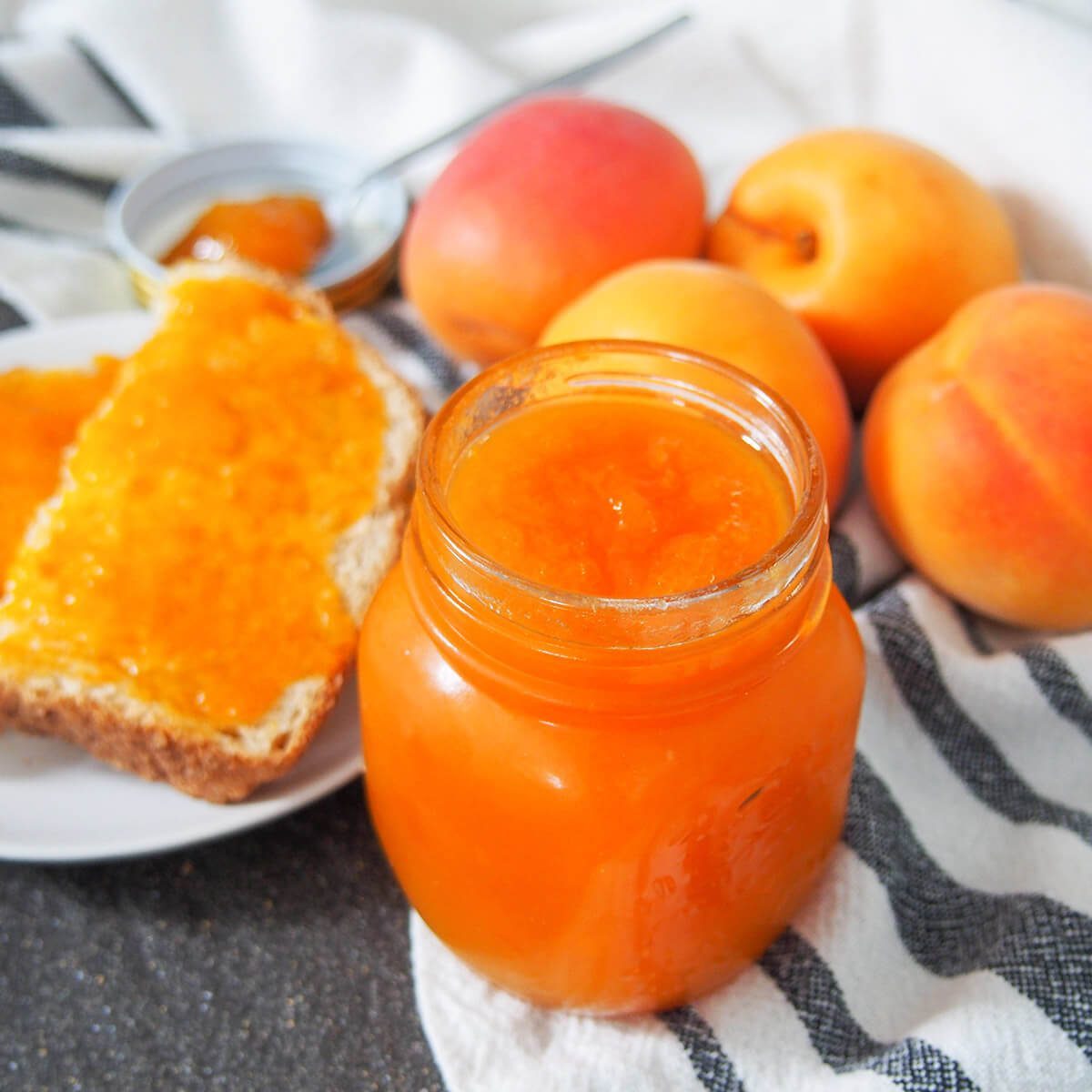 Delicious apricot jam in a jar