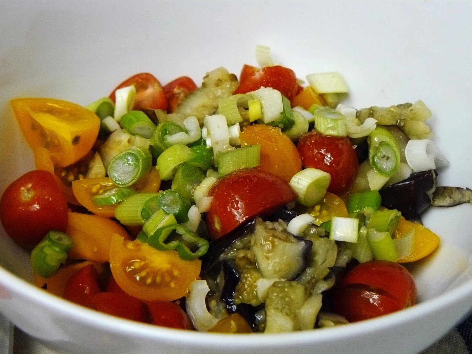 Roasted eggplant & tomato salad