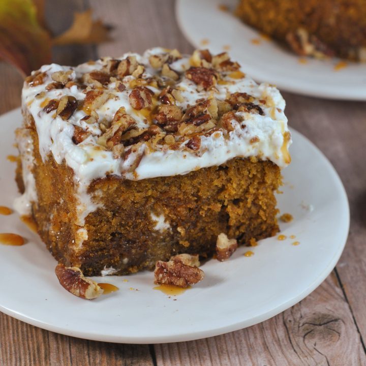 Pumpkin Caramel Bourbon Poke Cake