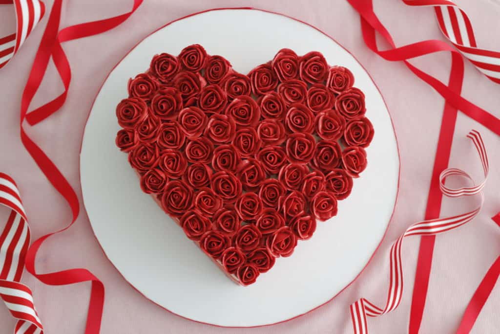 Heart-Shaped Cake with Buttercream Roses