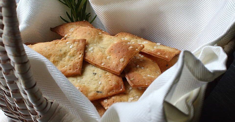 Crispy Rosemary Sea Salt Flatbread Crackers
