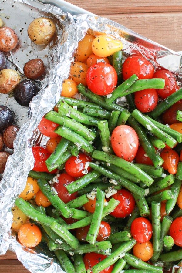 Vegan Green Bean, Tomato, and Basil Sheet Pan Dinner