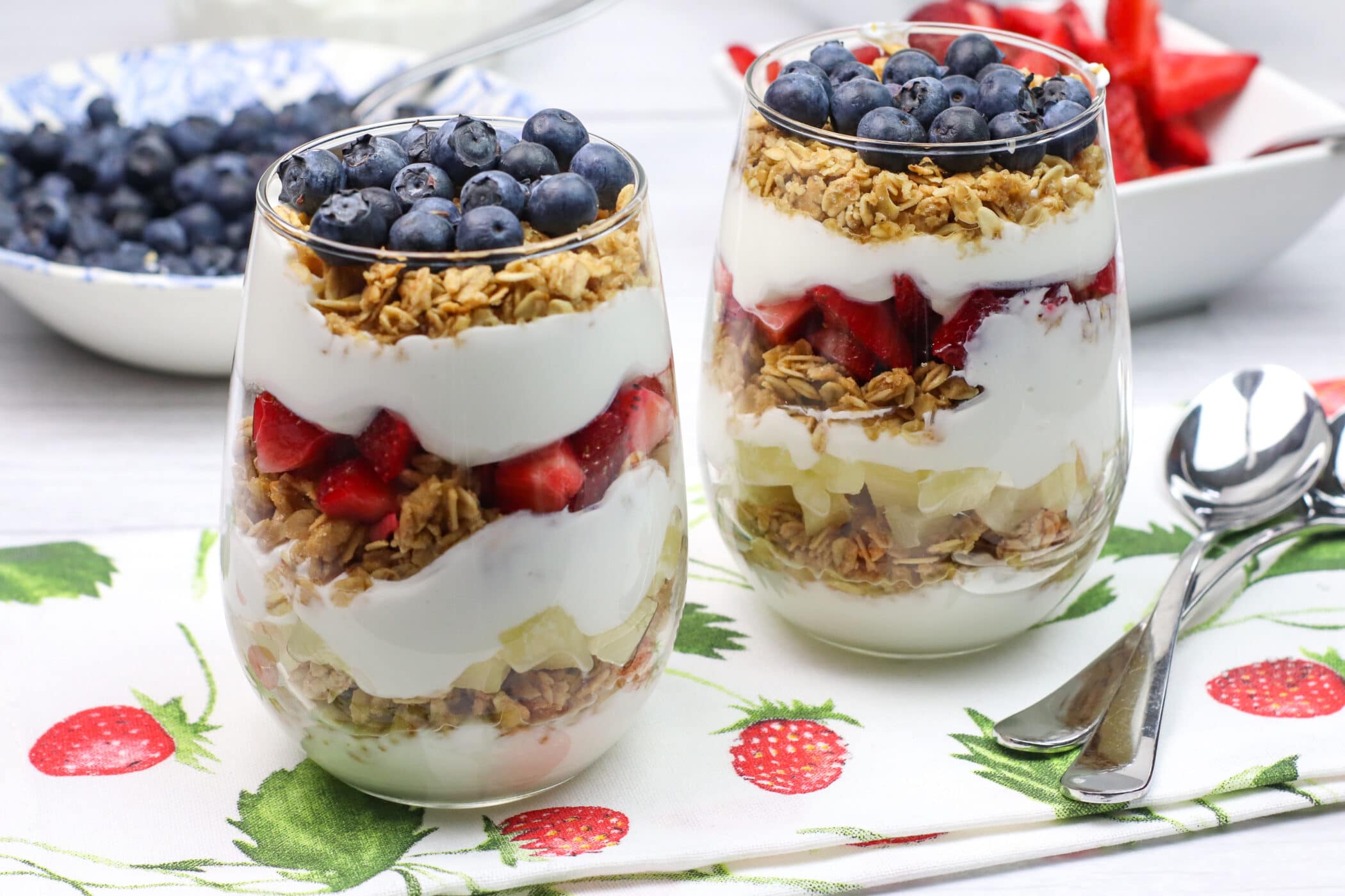 Granola And Yogurt Breakfast Parfaits With Fresh Fruit