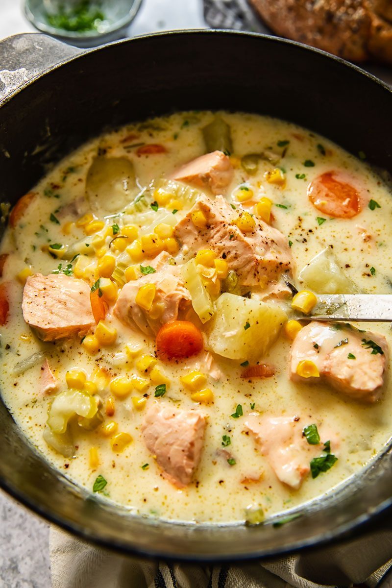 Salmon Chowder in a bowl