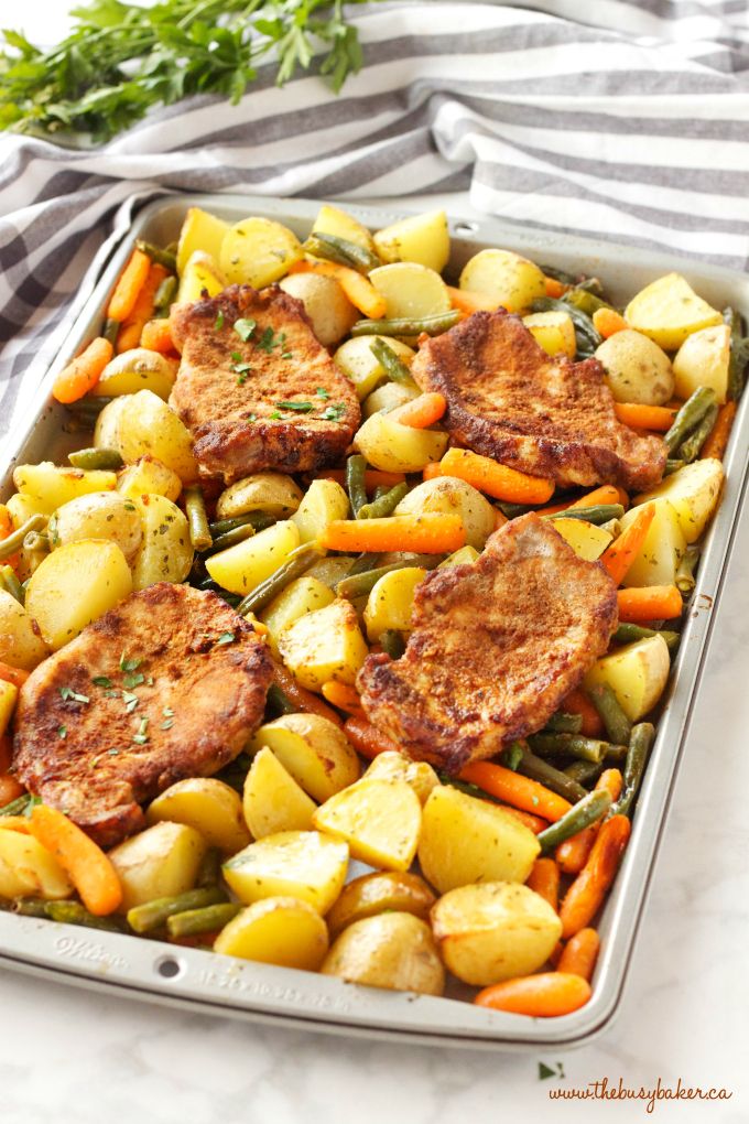 Easy Pork Chop Sheet Pan Dinner