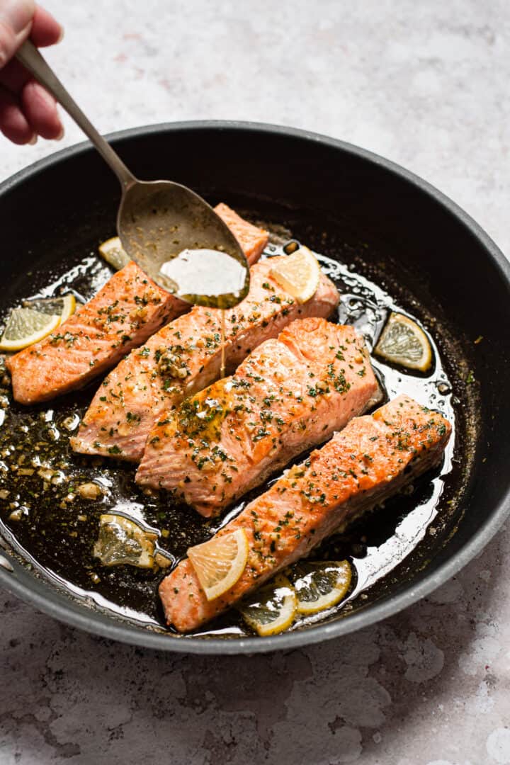Pan Fried Salmon with garlic butter sauce