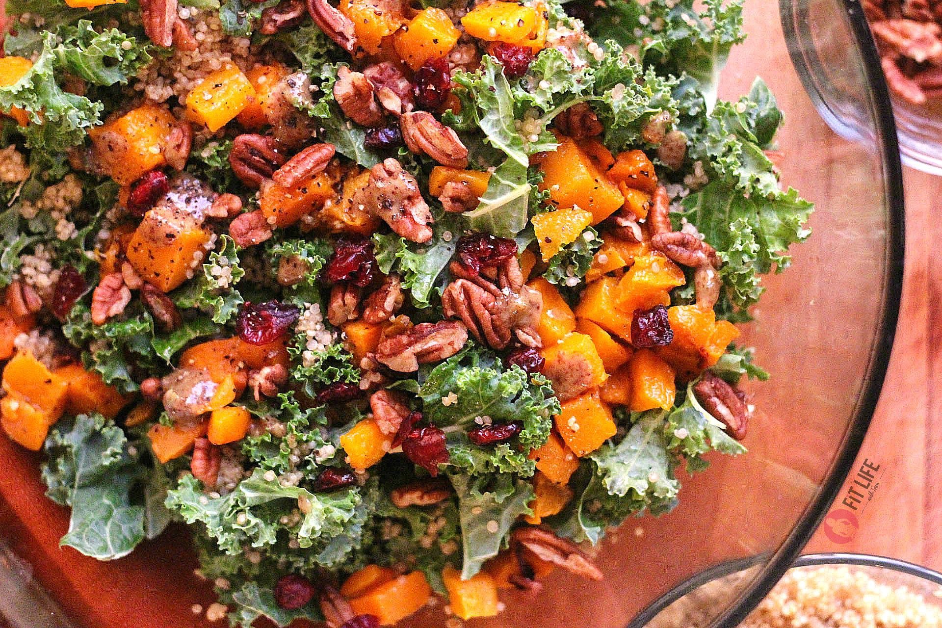 Roasted Butternut Squash Quinoa & Kale Salad