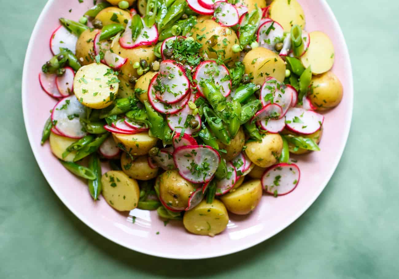 Potato Salad with Radishes, Snap Peas & Lemon Dressing (No Mayo!)