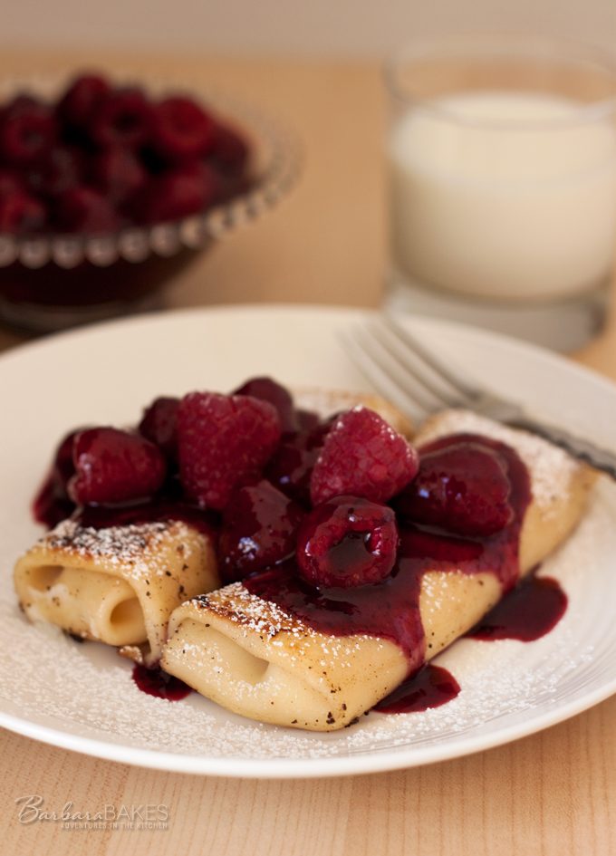 Triple Berry Lemon Cheese Blintzes