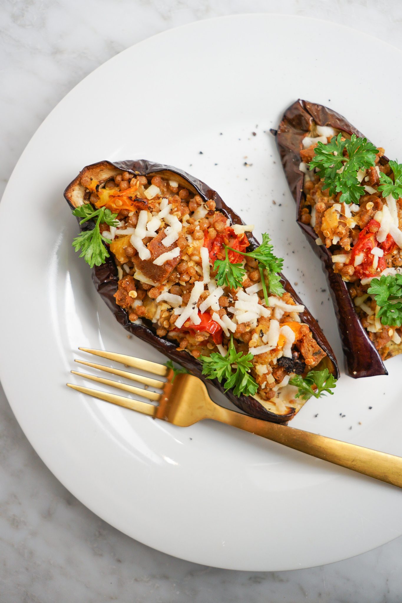 Savory Stuffed Eggplant Boats with Whole Wheat Couscous