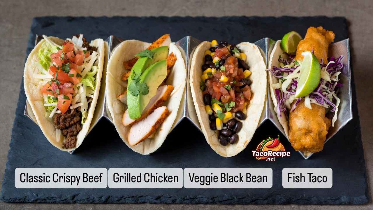 Comparison of different taco varieties with labels